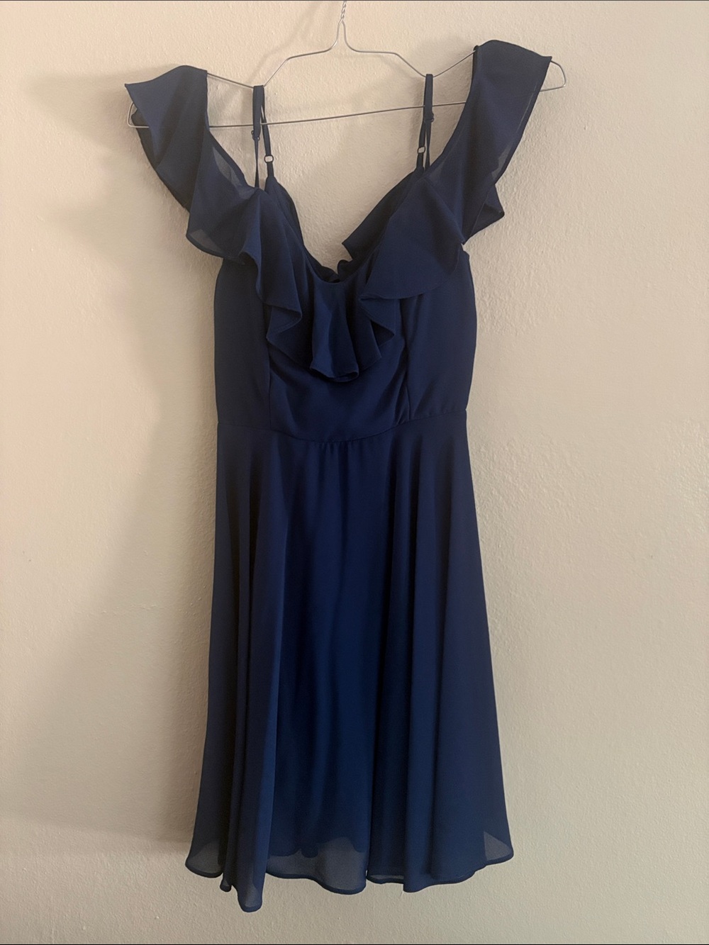 Ruffle Front Navy Mini Dress - Women